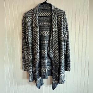 Lucky Brand Southwestern-boho jacquard knit open-front Cardigan Sweater.